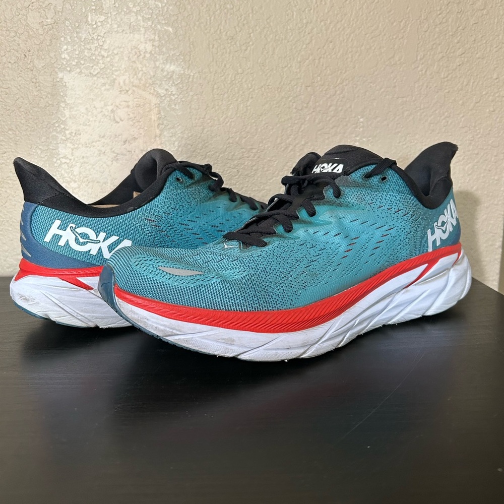 HOKA One One Clifton 8 Shoes Men’s 10.5 D Teal Running Sneakers Fast Shipping!